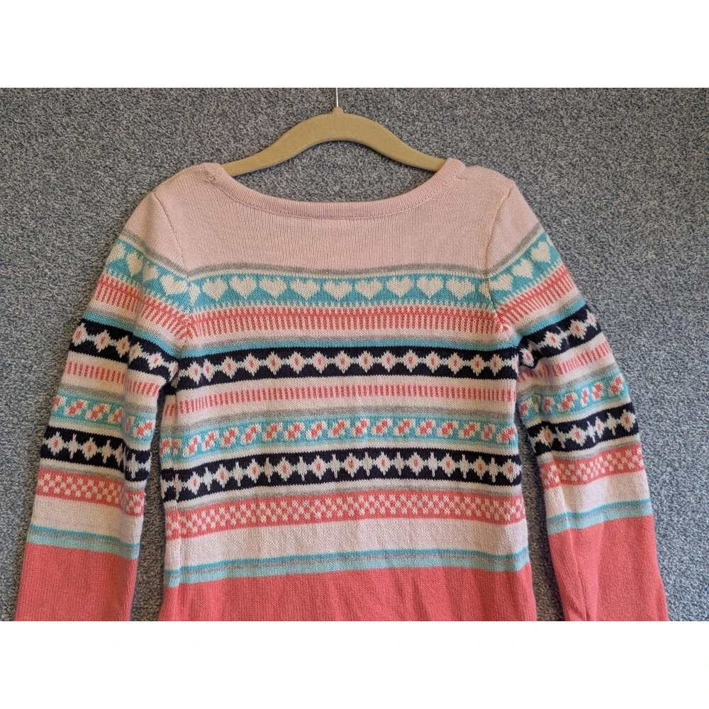 Gymboree Girls Size 5 Snowflake Fun Cotton Pink Heart Fair Isle Sweater Dress